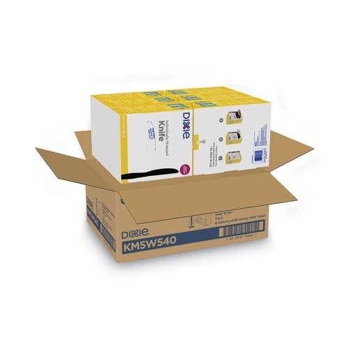 Disposable Knives | Dixie KM5W540 7 in. Grab'N Go Wrapped Knives - Black (540/Carton) image number 0