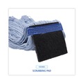 Mop Heads | Boardwalk BWK902BL Loop-End Mop Head with Scrub Pad - Medium, Blue (12/Carton) image number 7