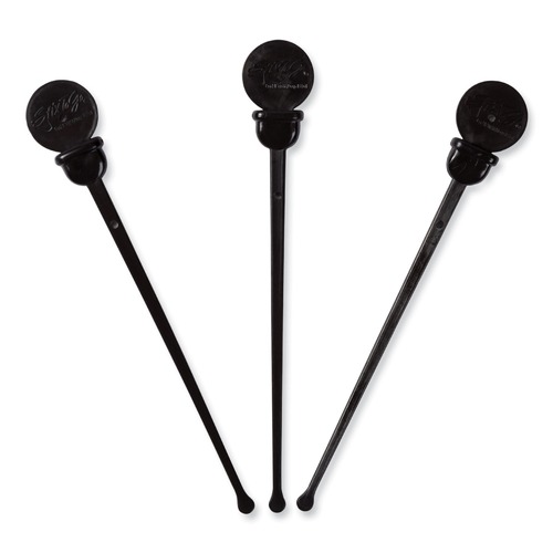Straws/Stems/Sticks | AmerCareRoyal STIRSTIX-BK 4.75 in. Beverage Plugs - Black (2000/Carton) image number 0