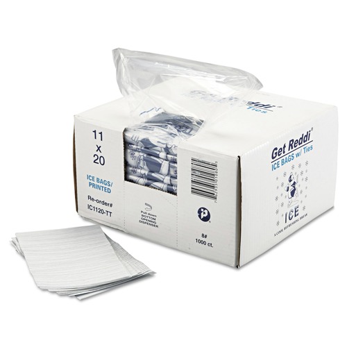 Ice Bags | Inteplast Group IC1120-TT 1.5 mil. 11 in. x 20 in. Ice Bags - Clear (1000/Carton) image number 0