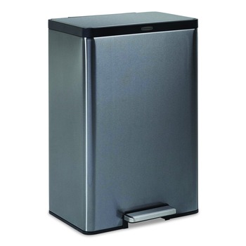 PRODUCTS | Rubbermaid 2112520 Elite Step-On Trash Can 12 gal Metal Charcoal Stainless Steel/Black