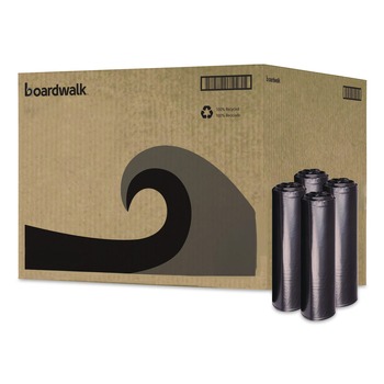 Boardwalk X7658SKKK01 Reprocessed Resin Can Liners, 60 gal, 1.2 mil, 38 x 58, Black, 50 Rolls/Carton