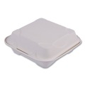 Food Containers & Lids | Eco-Products EP-HC81NFA Vanguard 8 in. x 8 in. x 3 in. 1-Compartment Renewable and Compostable Sugarcane Clamshells - White (200/Carton) image number 0