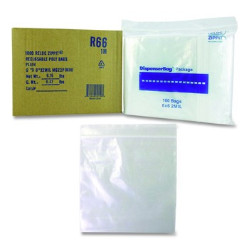 FOOD AND UTILITY BAGS | Fantapak MGP MGZ2P0606 Reloc Zippit 6 in. x 6 in. Plastic Zipper Bags - Clear (1000/Box)