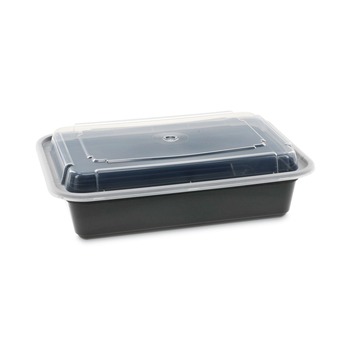 Pactiv Corp. NC888B Newspring VERSAtainer 8.8 x 6 x 2.5 38 oz Plastic Microwavable Containers - Black/Clear (150/Carton)