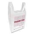 T-Sacks & Thank You Bags | Inteplast Group THW2VAL 12 in. x 7 in. x 23 in. HDPE T-Shirt Bags - White/Red (500/Carton) image number 1