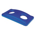 Waste Receptacle Lids | Rubbermaid Commercial FG269288BLUE 20.38 in. x 11.38 in. x 2.75 in. Lid for Slim Jim Bottle Recycling Container - Blue image number 6