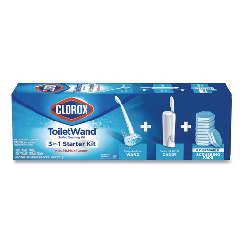 Toilet Brushes | Clorox 03191 ToiletWand Disposable Toilet Cleaning System with Caddy and Refills - White (1-Kit) image number 0