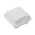Food Containers & Lids | Eco-Products EP-HC6 6 in. x 6 in. x 3 in. Bagasse Hinged Sugarcane Clamshell Containers - White (500/Carton) image number 1