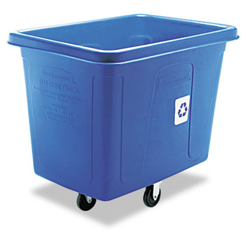 UTILITY AND CUBE TRUCKS | Rubbermaid Commercial FG461673BLUE 500 lbs. Capacity 120 Gallon Polyethylene Recycling Cube Truck - Blue