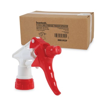 TRIGGER SPRAYERS | Boardwalk 511265 9.25 in. Tube Trigger Sprayer 250 for 32 oz. Bottles - Red/White (24/Carton)