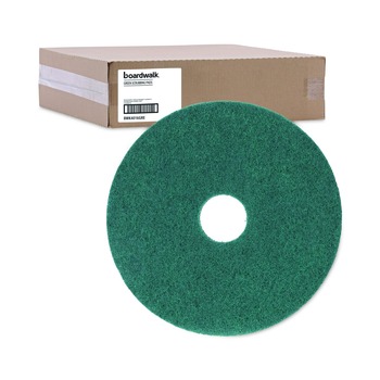 Boardwalk BWK4016GRE 16 in. Diameter Heavy-Duty Scrubbing Floor Pads - Green (5/Carton)
