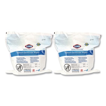 Clorox Healthcare 30359 12 in. x 12 in. 1-Ply Bleach Germicidal Wipes - Unscented, White (110/Refill, 2 Refills/Carton)