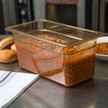 Food Storage Containers & Lids | Carlisle 3086213 12.75 in. x 12.75 in. x 6 in. 5.7 qt. StorPlus High Heat Plastic Food Pan - Amber image number 3