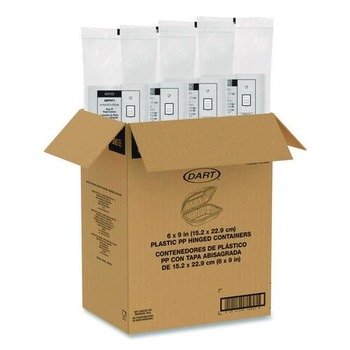 CLEANING CLOTHS AND WIPES | Dart 69PPHT1 6.5 in. x 9 in. x 3 in. ProPlanet Microwaveable Hinged Plastic Containers - Clear (300/Carton)