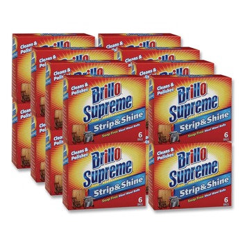 Brillo 23306 Strip and Shine 2.5 in. x 2 in. Steel Wool Balls - Gray (24/Carton)