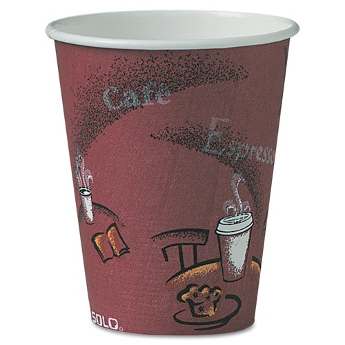 Cups | SOLO OF8BI-0041 8 oz. Paper Bistro Design Hot Drink Cups - Maroon (500/Carton) image number 0
