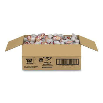 Coffee-Mate 12182157 0.38 oz Mini Cups Bulk Liquid Coffee Creamer - Vanilla Caramel (180/Carton)