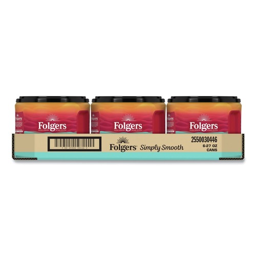 Coffee - Caffeinated | Folgers 30446CT 27 oz. Canister Gentle On Your Stomach Simply Smooth Ground Coffee (6/Carton) image number 0