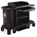 Perforated Roll & Hand Towels | Suncast Commercial HKC2002 24 in. x 62.13 in. x 49.75 in. 1-Shelf Plastic Partially Assembled Premium Housekeeping Cart - Black image number 2