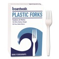 Disposable Forks | Boardwalk BWK FORKMWPS Mediumweight Polystyrene Plastic Fork Cutlery - White (100/Box) image number 0