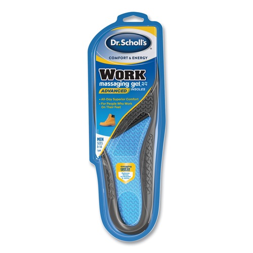 Footwear | Dr. Scholl's 90000279 Comfort And Energy Work Massaging Gel Insoles - Men Sizes 8 to 14, Black/Blue (1-Pair) image number 0