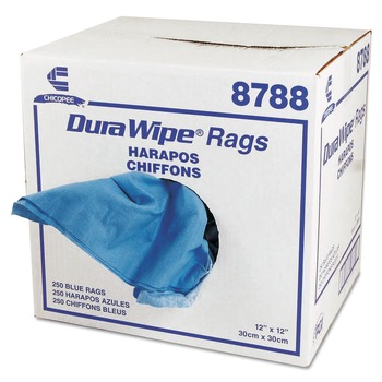 Chix 8788 12 in. x 12 in. 1-Ply Unscented DuraWipe General Purpose Towels - Blue (250/Carton)