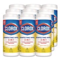 Cleaning Cloths & Wipes | Clorox 01594 7 in. x 8 in. 1-Ply Disinfecting Wipes - Crisp Lemon, White (35/Canister, 12 Canisters/Carton) image number 0