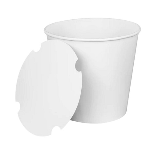 Food Containers & Lids | Karat C-FB170W_BUNDLE 8.9 in. x 8.36 in. 170 oz. Paper Food Bucket with Lid - White (150/Carton) image number 0