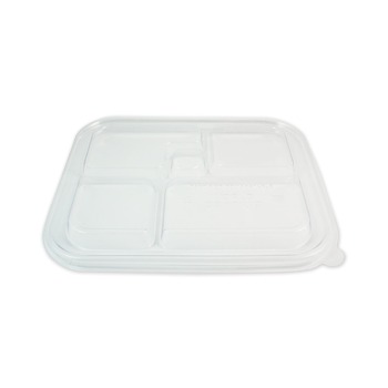 World Centric TRLCSBB 12.1 in. x 9.8 in. x 0.8 in. Plastic Lids for Fiber Bento Box Containers - Clear (300/Carton)