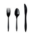 Cutlery Kits | Boardwalk BWK3KITBLPP 3-Piece Mediumweight Plastic Fork/Knife/Spoon Polypropylene Cutlery Kit - Black (250/Carton) image number 0