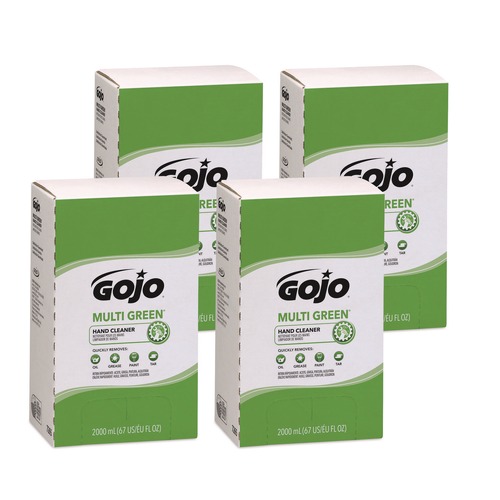 Soap Refills | GOJO Industries 7265-04 2000 mL Multi Green Hand Cleaner Refill - Citrus Scent, Green (4/Carton) image number 0