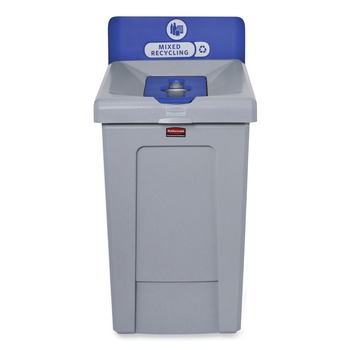 RECYCLING KITS | Rubbermaid Commercial 2171557 Slim Jim 33 gal 1-Stream Mixed Resin Recycling Station - Gray