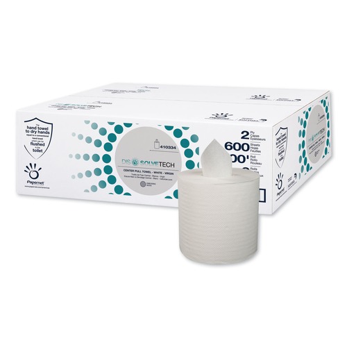 Perforated Roll & Hand Towels | Papernet SOD410334 1-Ply 7.6 x 10 DissolveTech Center-Pull Paper Towel - White (6/Carton) image number 0