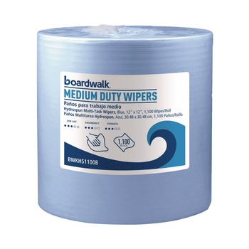 Boardwalk HS1100B 12 in. x 12 in. Medium Duty Hydrospun Wipers - Blue (1100/Roll)
