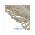 Mop Heads | Boardwalk BWK524C 24 oz. Pro Loop Web/Tailband Premium Saddleback Cotton Mop Head - White (12/Carton) image number 5