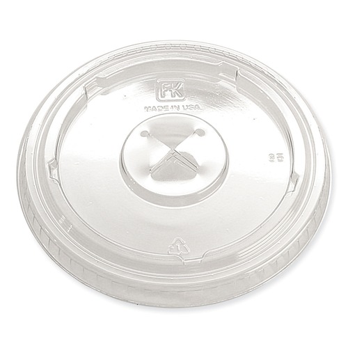 Cup Lids | Fabri-Kal LKC1220FX Greenware X-Slot Plastic Cold Drink Lids, Fits 12 oz to 20 oz Cold Cups - Clear (1000/Carton) image number 0
