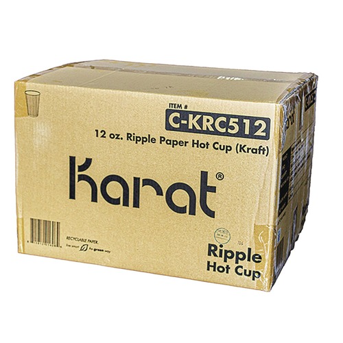 Bulk Savings Pricing 2 | Karat C-KRC512 12 oz. Paper Ripple Hot Cups - Kraft/White (500/Carton) image number 0