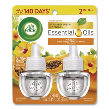 Air Wick 62338-85175 0.67 oz Scented Oil Twin Refill - Hawai'i Exotic Papaya/Hibiscus Flower (2/Pack)