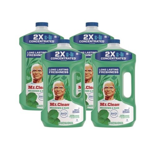 All Purpose Cleaners & Degreasers | Mr. Clean 80749542 64 oz. Bottle Multipurpose Cleaning Solution with Febreze - Meadows and Rain (4/Carton) image number 0