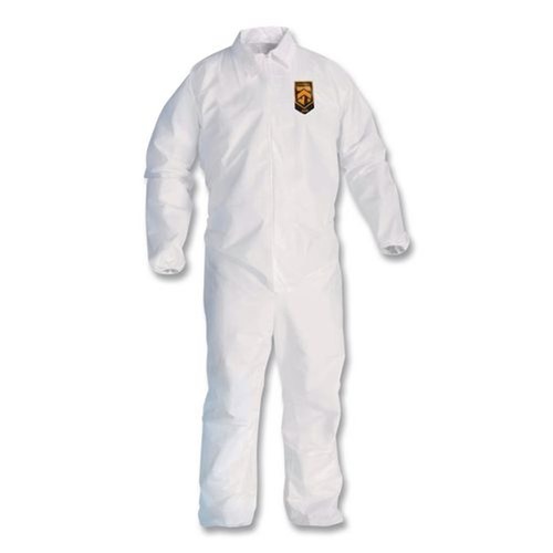 Safety Apparel | Ansell KCC44312 A40 Coveralls with Zipper Front and Elastic Wrists and Ankles - Medium/White (25/Carton) image number 0