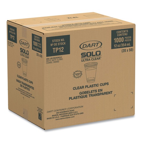 Cups | Dart TP12 Ultra Clear 12 oz to 14 oz Practical Fill PET Cups (1000/Carton) image number 0