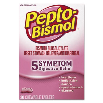 MEDICINES | Pepto-Bismol 03977 Chewable Tablets, Original Flavor, 30/box, 24 Box/carton