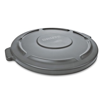 Rubbermaid Commercial FG261960GRAY 19.88 in. BRUTE Self-Draining Flat Top Lids for 20 gal. Round BRUTE Containers - Gray