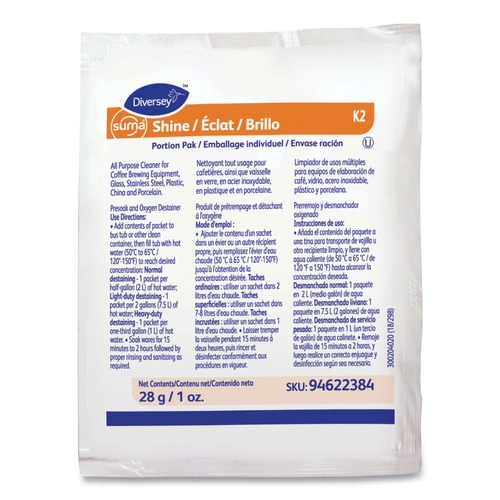 Disinfecting & Cleaning Solutions | Diversey Care 94622384 Suma Shine Powder Portion Pak (100/Carton) image number 0