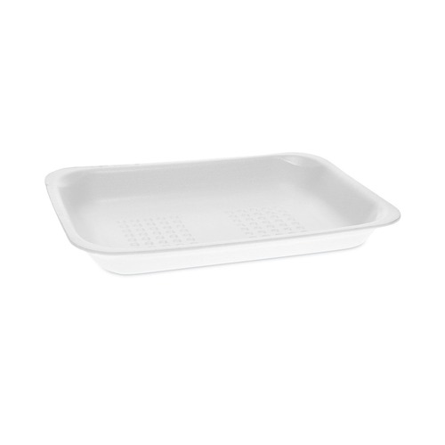 Food Containers & Lids | Pactiv Corp. 51P102FS 8.38 in. x 5.88 in. x 1.21 in. #2 Foam Meat Tray - White (500/Carton) image number 0