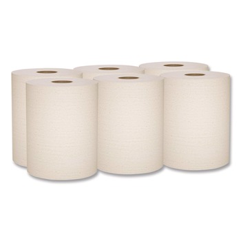 Scott 56758 Essential 100% Recycled Fiber Hard Roll Towel, 1-Ply, 8-in x 800-ft, 1.5-in Core, Brown, 6 Rolls/Carton