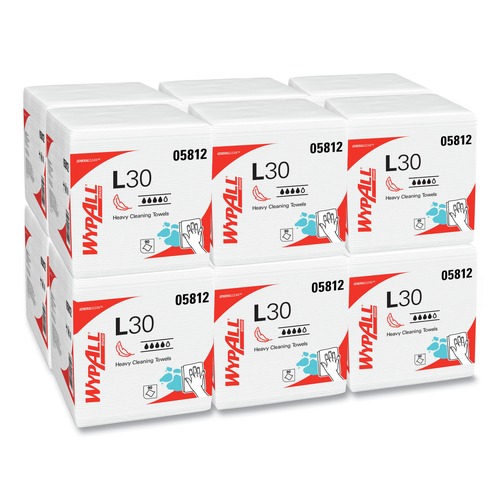 Perforated Roll & Hand Towels | WypAll 05812 L30 Quarter Fold 12.5 in. x 12 in. Towels (90/Polypack, 12 Polypacks/Carton) image number 0