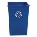 Indoor Waste Receptacles | Rubbermaid Commercial FG395873BLUE 35 gal. Plastic Square Recycling Container - Blue image number 0