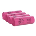 Feminine Care Dispenser Liners | Tidy Girl TG-7514P10 4 in. x 4 in. x 10 in. Feminine Hygiene Sanitary Disposal Bags - Pink/Black (600/Carton) image number 2